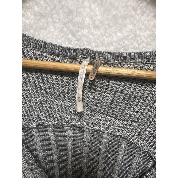 Free People Shadow Stripe Knit Duster Cardigan Longline Gray Size XS Minimalist - Picture 4 of 10